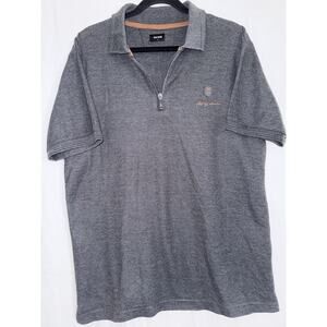 Wam Denim 1/4 Zip Polo Charcoal Gray Sporty Golf Work School Preppy Slim Fit L
